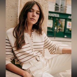 Sézane classic Leontine jumper in ecru/camel, 100% cotton in great condition!